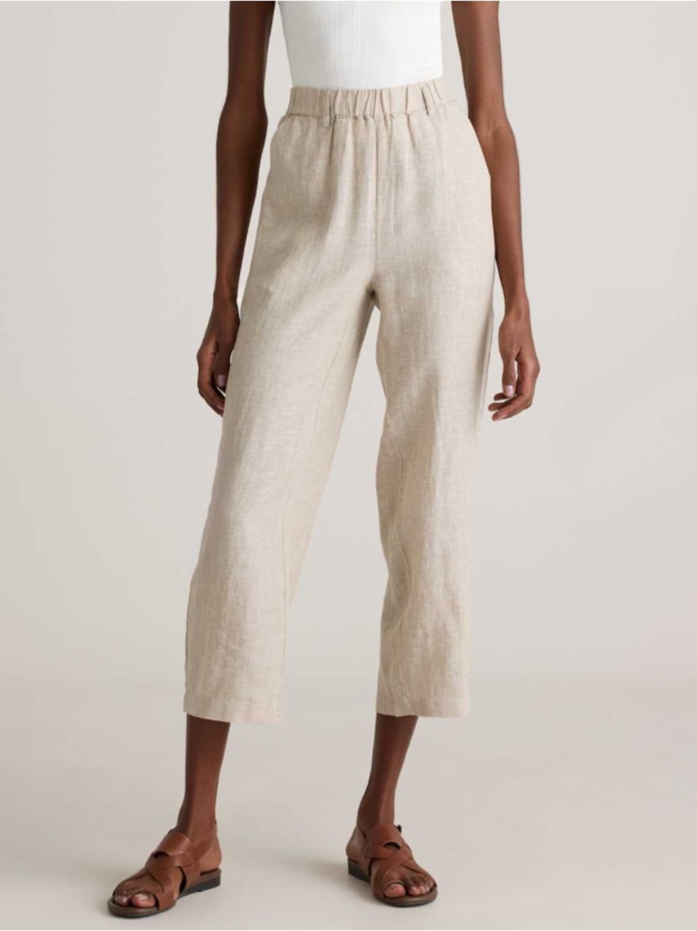 Quince European Linen Cropped Pants, Size L